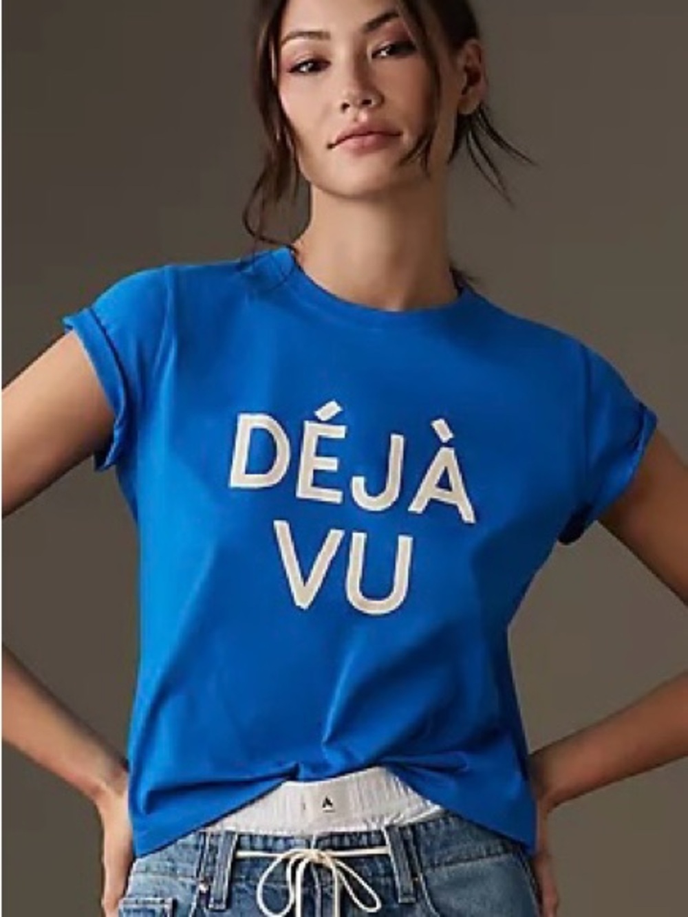 Clare V Déjà Vu Graphic Tee in Bright Blue